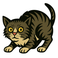 A comic-book image of Scrappy Cat in a crouched position